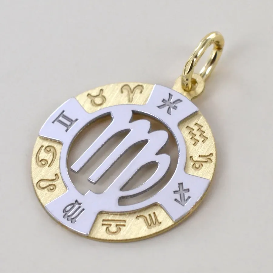obrazek 2 Zawieszka znak zodiaku Panny z żółtego i białego złota
