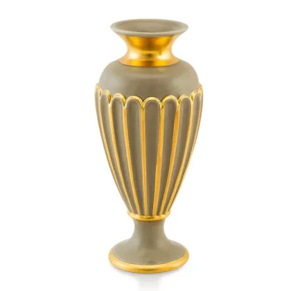 Picture Ceramic gray vase with gold accents - Ahura