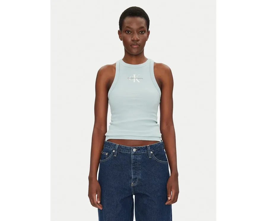 obrazek 1 Calvin Klein Jeans Top Monologo J20J225301 Niebieski Slim Fit