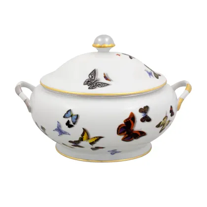 Zdjęcie Biała duża porcelanowa waza z dekoracyjnym motywem motyli - Vista Alegre