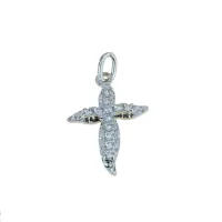 Picture Italian zircon women's cross, dimensions 18x14mm.