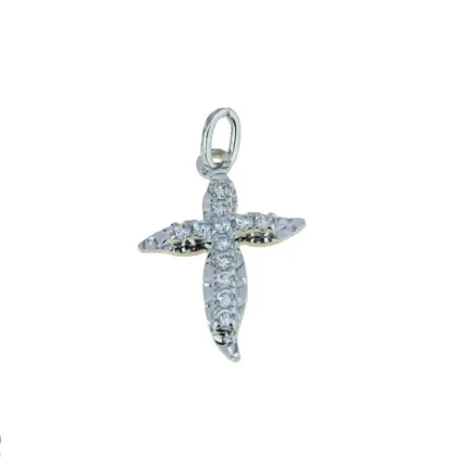 Zdjęcie Włoski cyrkoniowy krzyżyk kobiecy o wymiarach 18x14mm.