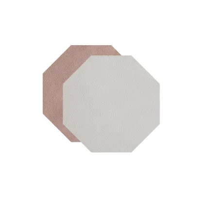 Zdjęcie Ośmiokątna podkładka pod kieliszki ze skóry w kolorze perłowym i zgaszonego różu