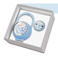 Picture Pink children's set - clip and pacifier holder decorated with angels