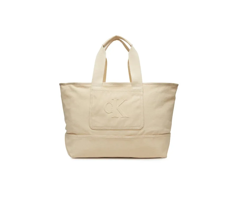 obrazek 1 Calvin Klein Jeans Torebka Pocket Canvas Zip Weekender LV04G3093G Écru