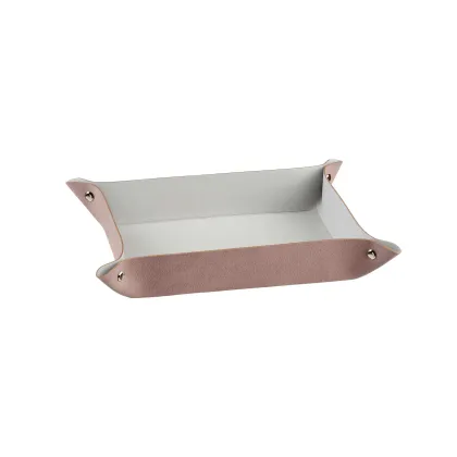 Zdjęcie Stylowa skórzana tacka na drobiazgi w kolorze popielatego różu