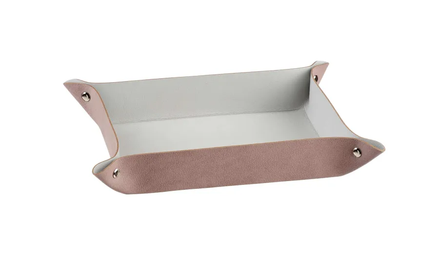 obrazek 1 Stylowa skórzana tacka na drobiazgi w kolorze popielatego różu