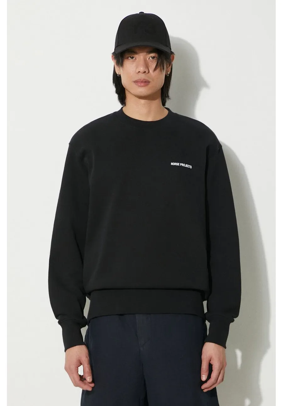 obrazek 1 Norse Projects bluza bawełniana Arne Relaxed Organic Logo męska kolor czarny z nadrukiem N20.1302.9999
