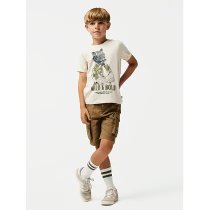 Zdjęcie NAME IT Szorty materiałowe 13198124 Beżowy Regular Fit