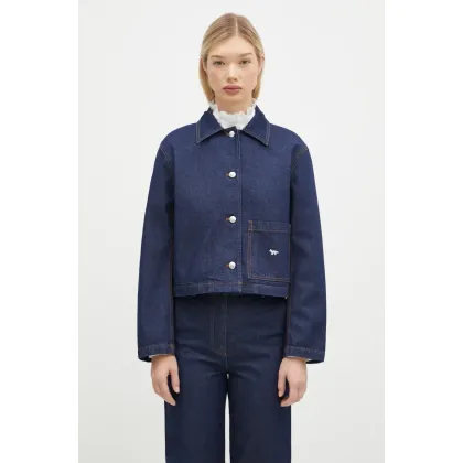 Zdjęcie Maison Kitsuné kurtka jeansowa Denim Cropped damska kolor granatowy przejściowa MW02113WW0081