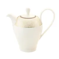 Picture A cream coffee pot decorated with an intricate gold pattern in a classic style - Tettau