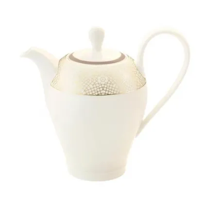 Picture A cream coffee pot decorated with an intricate golden pattern in a classic style - Tettau