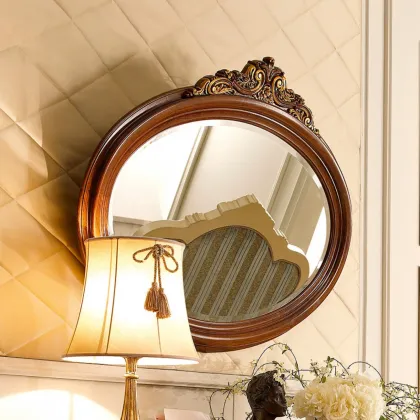 Zdjęcie Stylowe owalne barokowe lustro z rzeźbionym elementem z Włoch