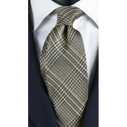 Zdjęcie Wysublimowany krawat w niebiesko-żółtą kratkę