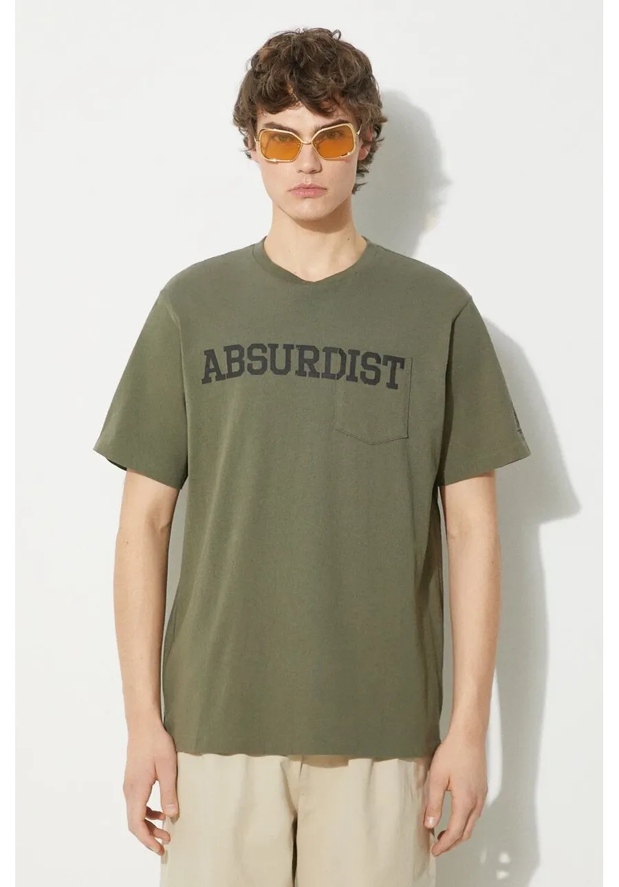 obrazek 1 Engineered Garments t-shirt bawełniany Printed Cross Crew Neck T-shirt męski kolor zielony wzorzysty OR424.NP121