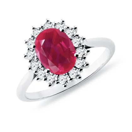 Zdjęcie Pierścionek z rubinem i brylantami w białym złocie KLENOTA