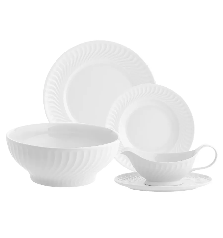 picture 1 A large set of Sagres porcelain dinnerware with a unique wave-like decoration - Vista Alegre