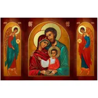 Picture Impressive Simple Icon Triptych Holy Family 10x13 cm