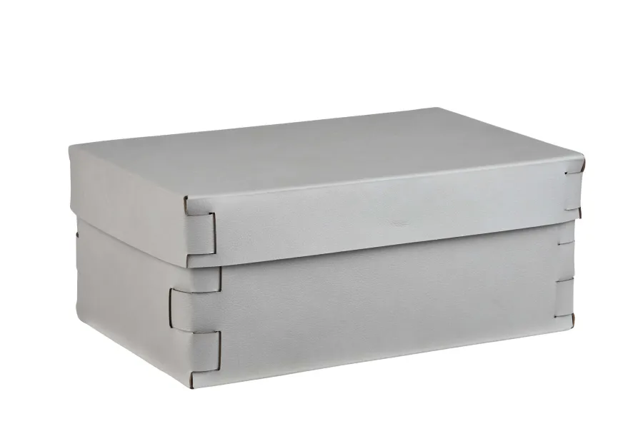 obrazek 1 Stylowe skórzane pudełko Snob 32x20xH13,5 cm w kolorze szaro-beżowym