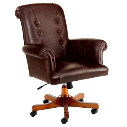Zdjęcie Klasyczny fotel obrotowy ze skóry