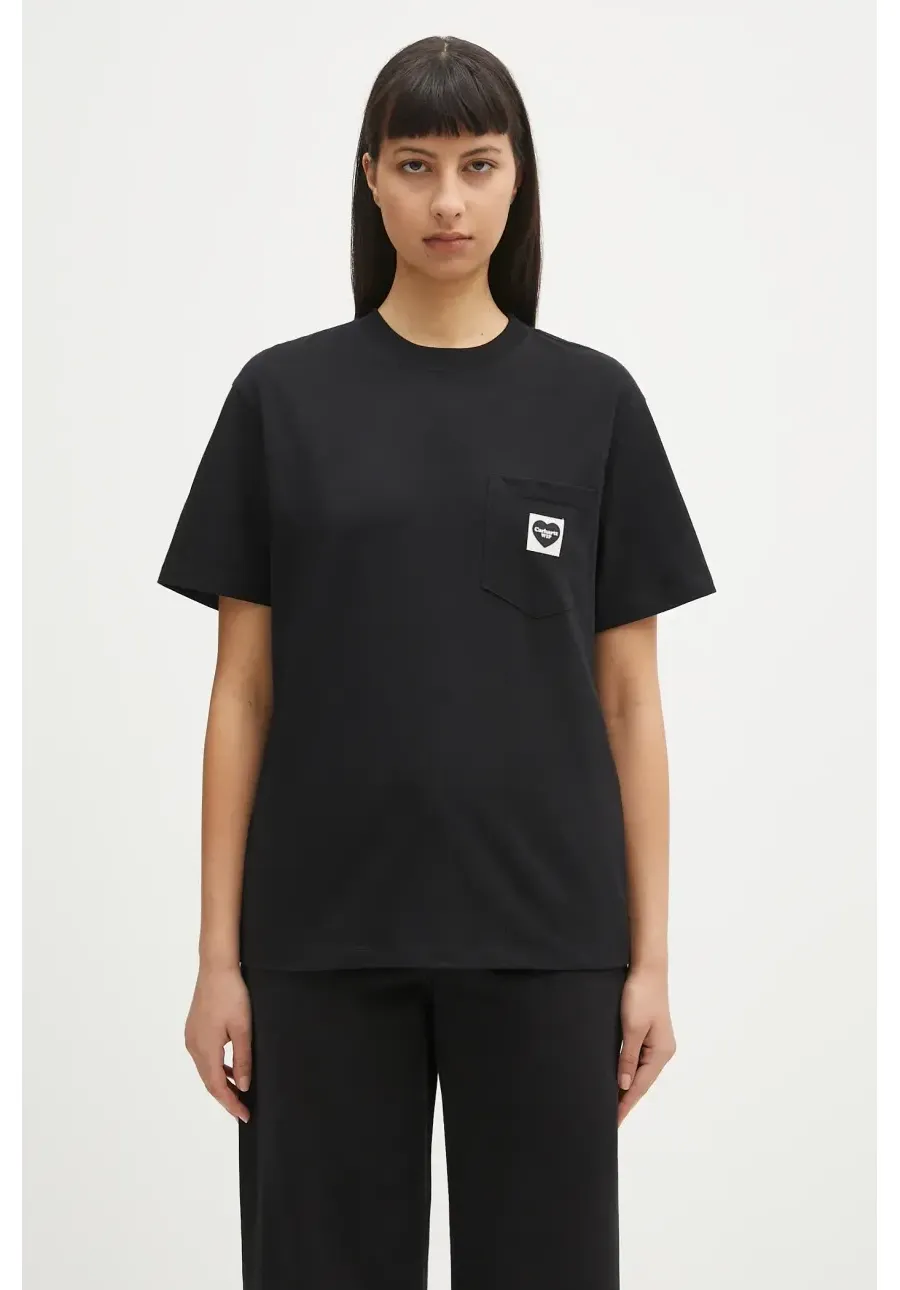 obrazek 1 Carhartt WIP t-shirt bawełniany S/S Pocket Heart T-Shirt damski kolor czarny I032180