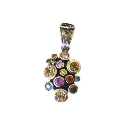 Picture Colourful pendant - silver, gold and zirconia crystals