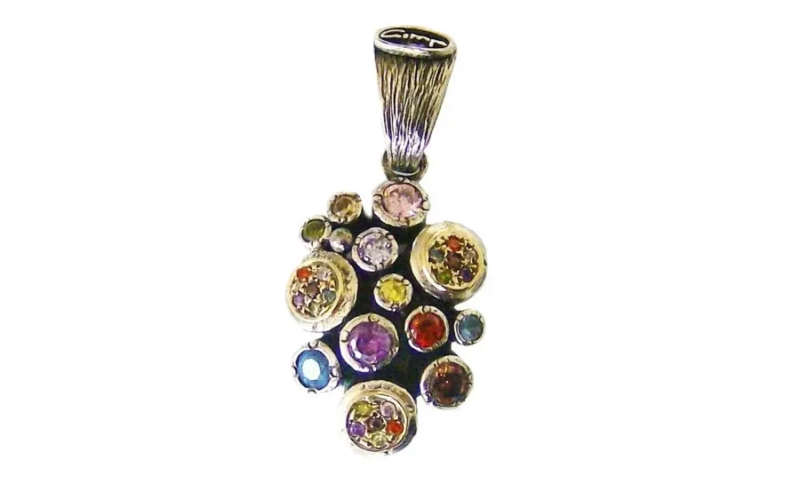 picture 1 Colourful pendant - silver, gold and zirconia crystals
