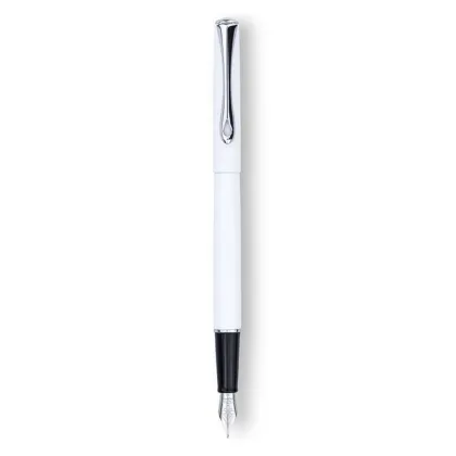 Picture Beautiful white/chrome Travaller fountain pen - Diplomat