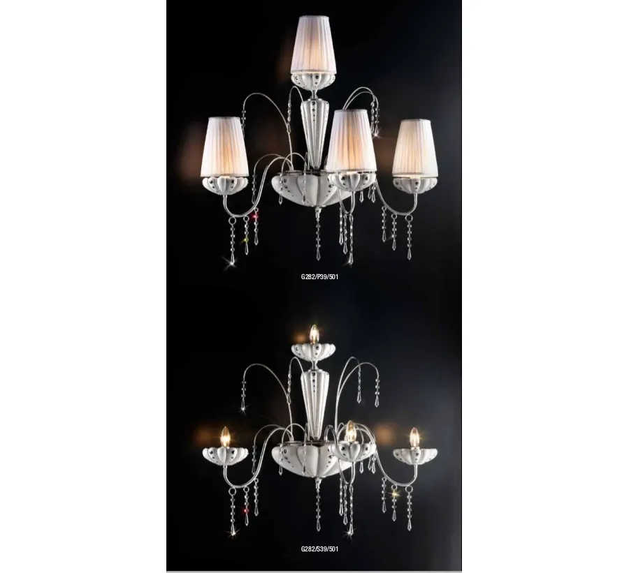 obrazek 1 Piękny włoski kinkiet z łańcuszkami kryształków Ceramiche Stella