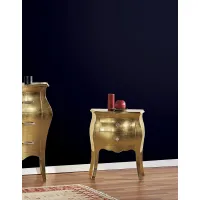 Picture Rounded bedside table with 2 drawers with a light gold glamorous finish - Zanini
