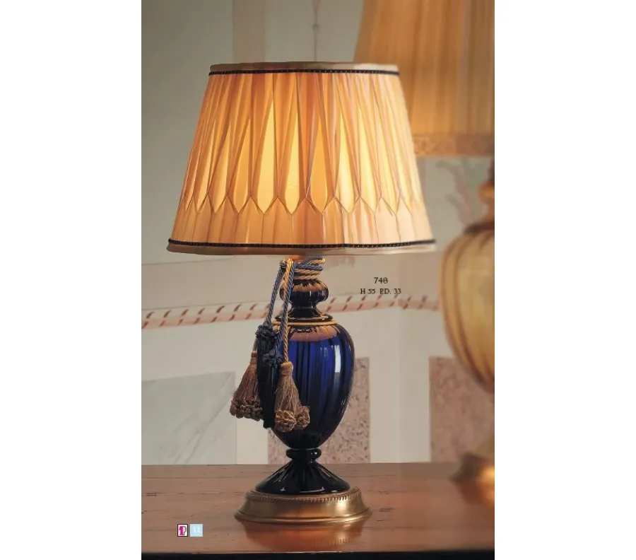 obrazek 1 Lampa stołowa ze szkła Murano z bursztynowym lub niebieskim kloszem – Il Paralume Marina
