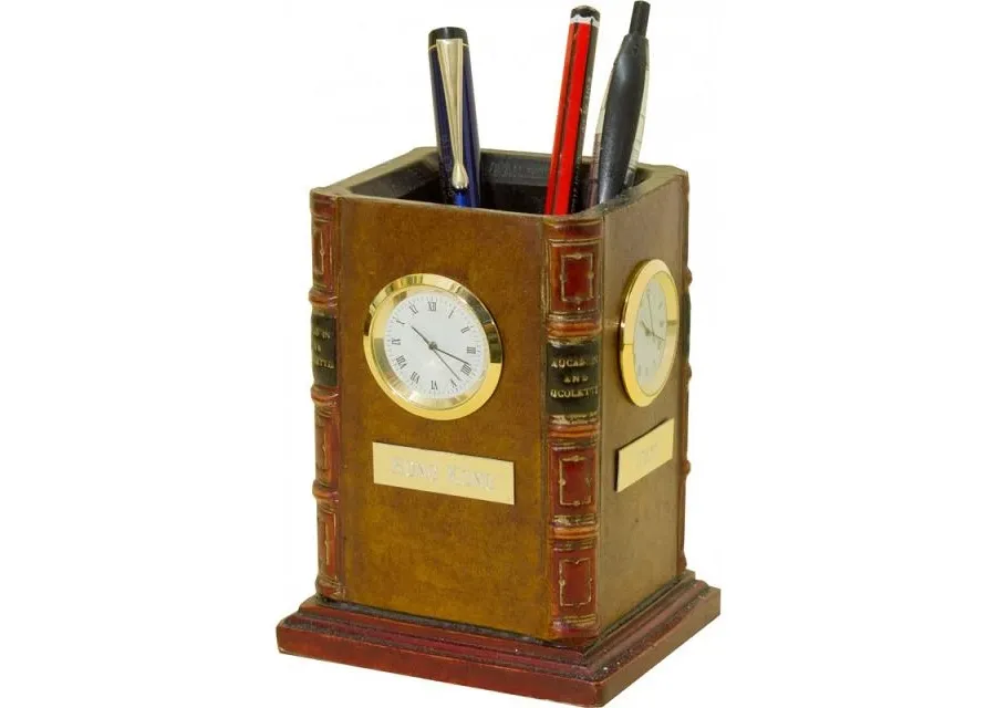 picture 1 Clock with 4 dials + pen stand!