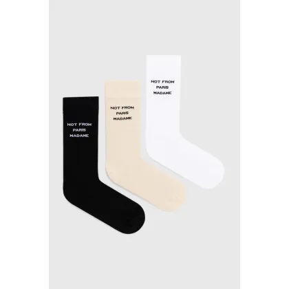 Zdjęcie Drôle de Monsieur skarpetki bawełniane Le Pack de Chaussettes Slogan 3-pack PERM-SK101-CO024-MC