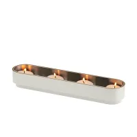 Zdjęcie Biały stylowy uchwyt na świeczki wykonany z naturalnej skóry