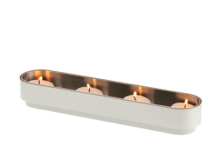 obrazek 1 Biały stylowy uchwyt na świeczki wykonany z naturalnej skóry