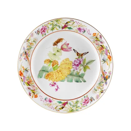 Zdjęcie Porcelanowy płaski okrągły talerz Paço Real z przedstawieniem rośliny - Vista Alegre