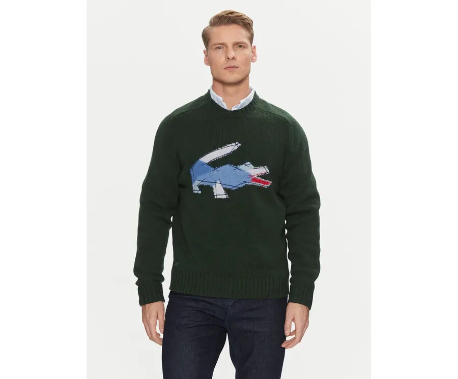 obrazek 1 Lacoste Sweter AH3145 Zielony Classic Fit