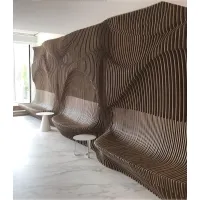 Zdjęcie Designerskie panele ścienne z ławą ze sklejki