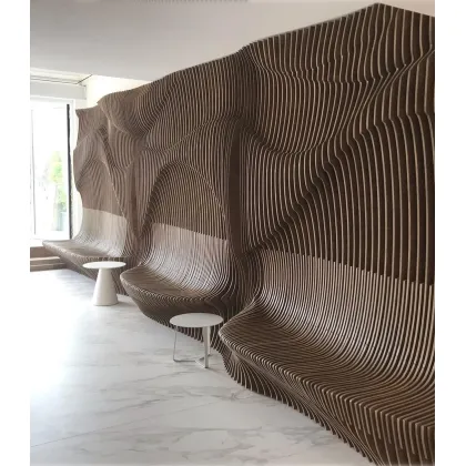 Zdjęcie Designerskie panele ścienne z ławą ze sklejki