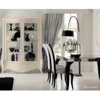 Picture Jean table 200x100cm with glass top and Chippendale legs, black vintage finish - Avenanti