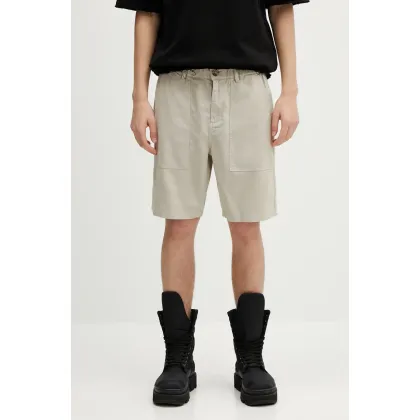 Zdjęcie Barbour szorty Barbour Natural Linen Blend Short męskie kolor beżowy MST0064