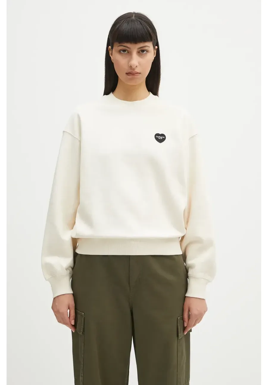obrazek 1 Carhartt WIP bluza bawełniana Ingo Sweat damska kolor beżowy z aplikacją I034677