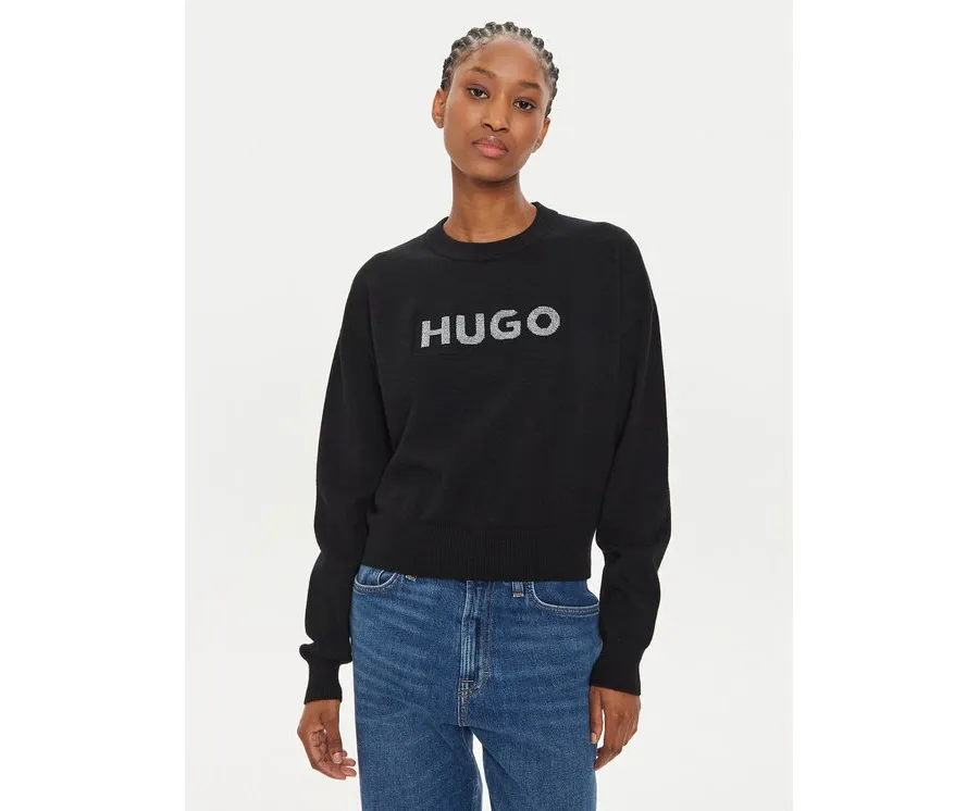 obrazek 1 Hugo Sweter Slogerix_B 50527754 Czarny Relaxed Fit HUGO