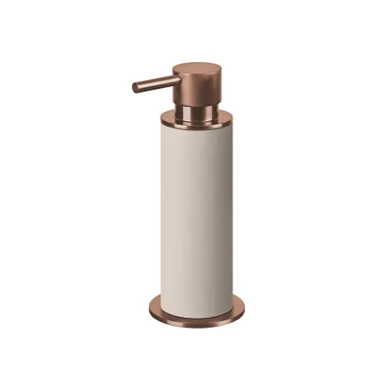 Picture Bathroom dispenser Ø7xH19 cm, vanilla color with copper finish