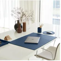 Picture Palladio blue desk pad made of genuine leather