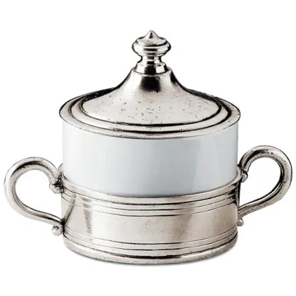 Picture Vintage sugar bowl - ceramics and pewter