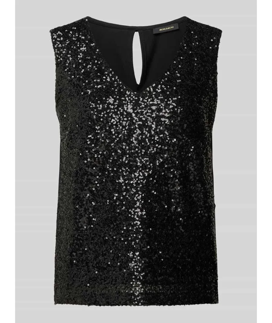 obrazek 1 Top bluzkowy o kroju regular fit z cekinowym obszyciem