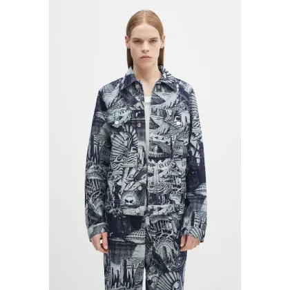 Zdjęcie No Problemo kurtka bawełniana Apocalypse Jacquard Trucker Jacket kolor niebieski przejściowa NP7000003