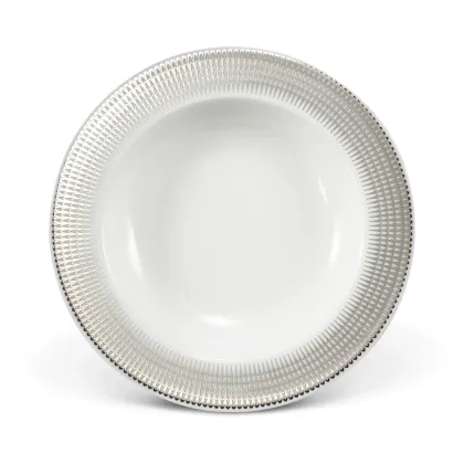 Zdjęcie Nowoczesny głęboki talerz z porcelany ze srebrnym zdobieniem z kolekcji Angel wings – Leander