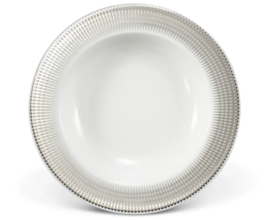 obrazek 1 Nowoczesny głęboki talerz z porcelany ze srebrnym zdobieniem z kolekcji Angel wings – Leander